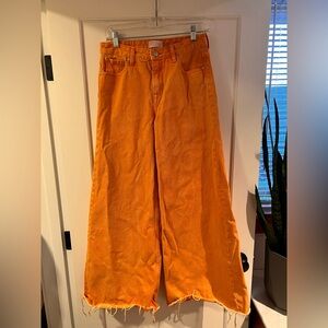 Bright Orange Wide-Leg Jeans Pants